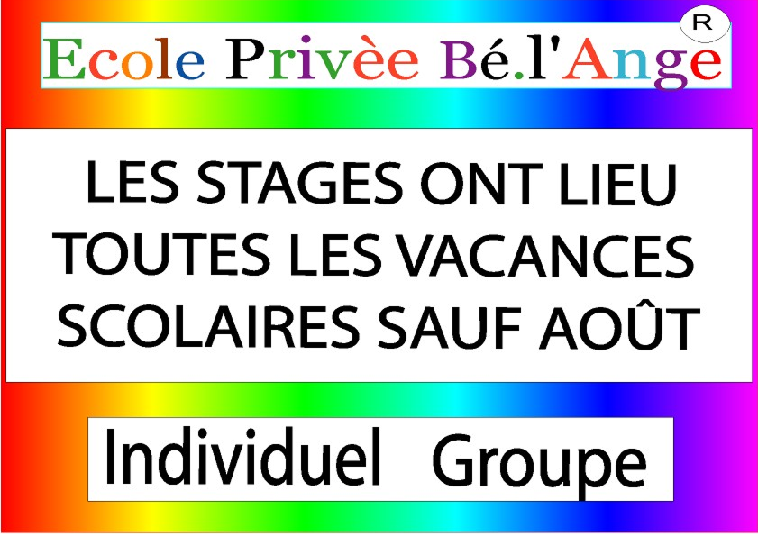 Stages toutes les vacances scolaires sauf août